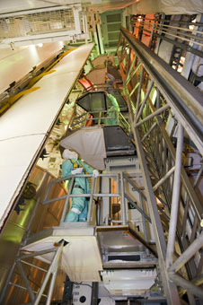 United Space Alliance technicians on platforms in PCR